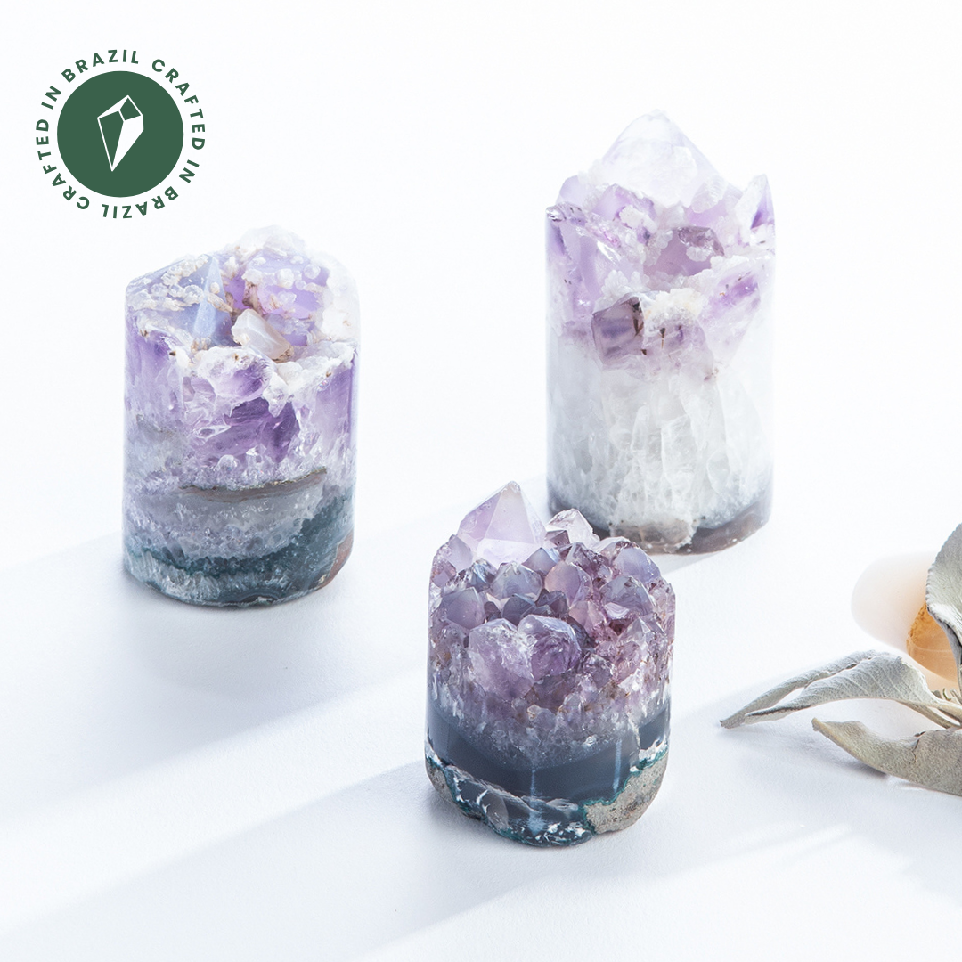 Calcite Amethyst Crystal Cupcakes - Crafted in Brazil