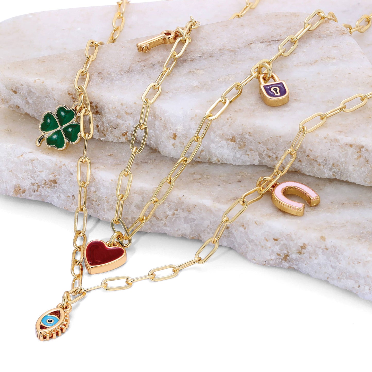 Enamel Treasure Necklace - Love