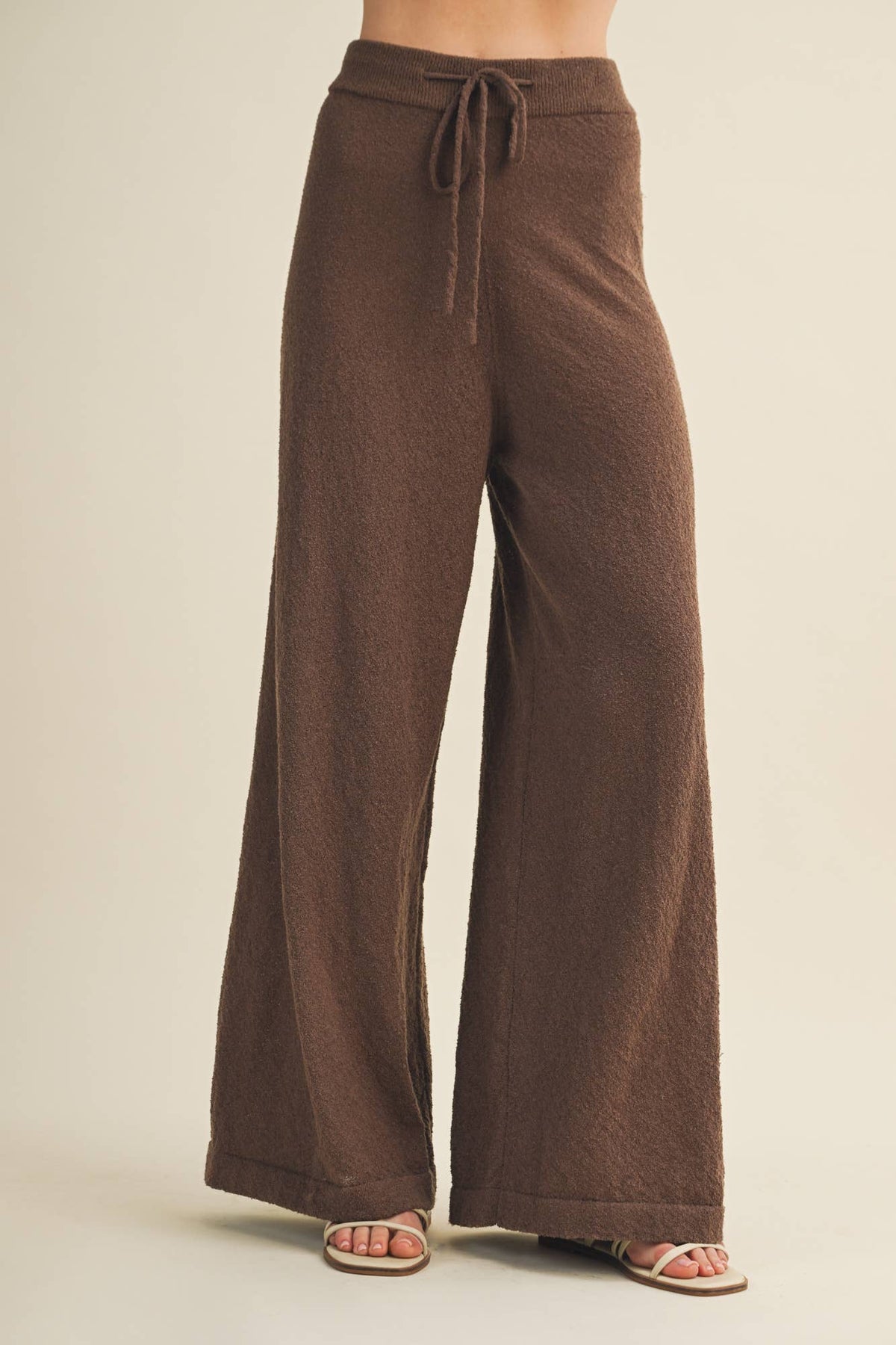 Plush Bouclé Knit Wide-Leg Trousers