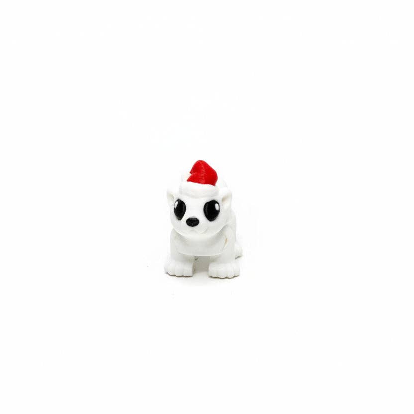 Polar Bear (Santa Hat) • Christmas • Mini 3D Printed Articulated Animal • Flexi Animals • Pocket Pets • Pocket Pals • Desk Pets*