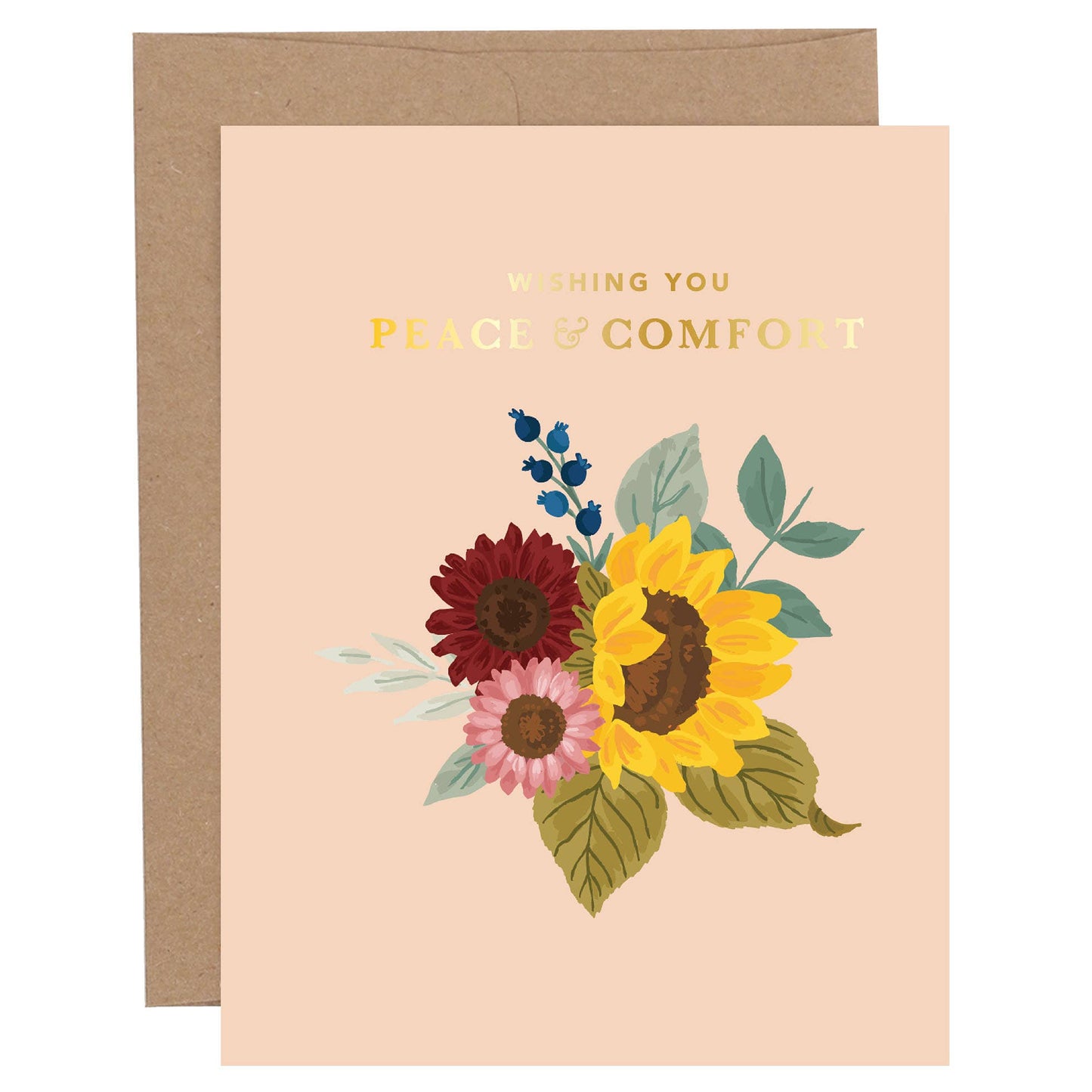 Wishing You Peace & Comfort Sunflower Sympathy Greeting Card