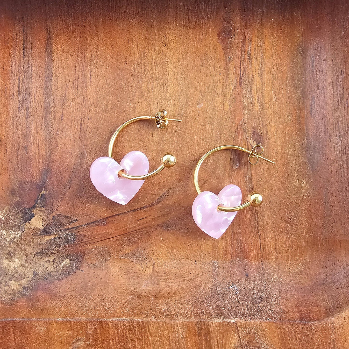 Sweetheart Hoops - Pink // Valentine's Day Earrings, Jewelry