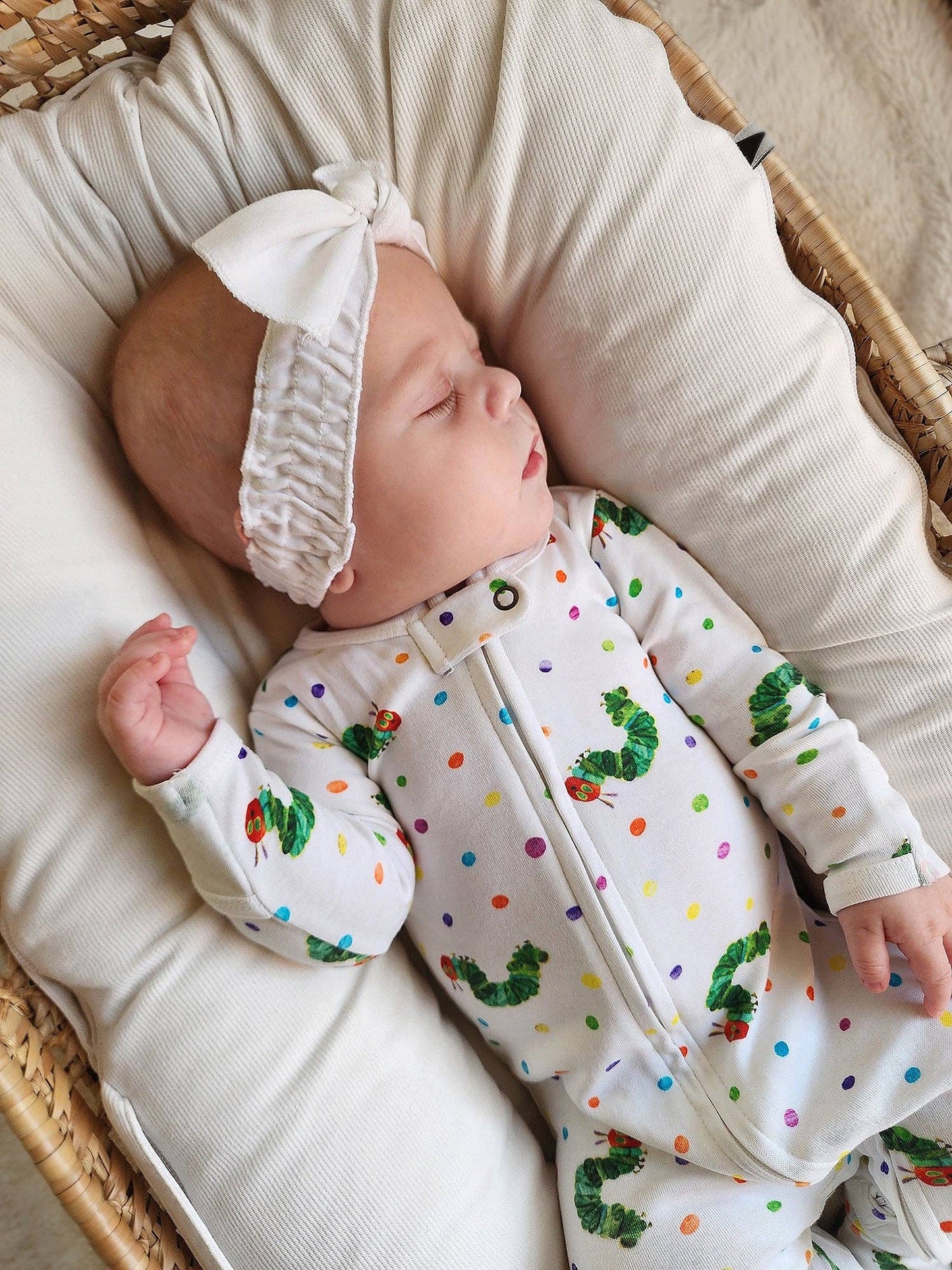 Organic 2-Way Zipper Footie in Caterpillar
