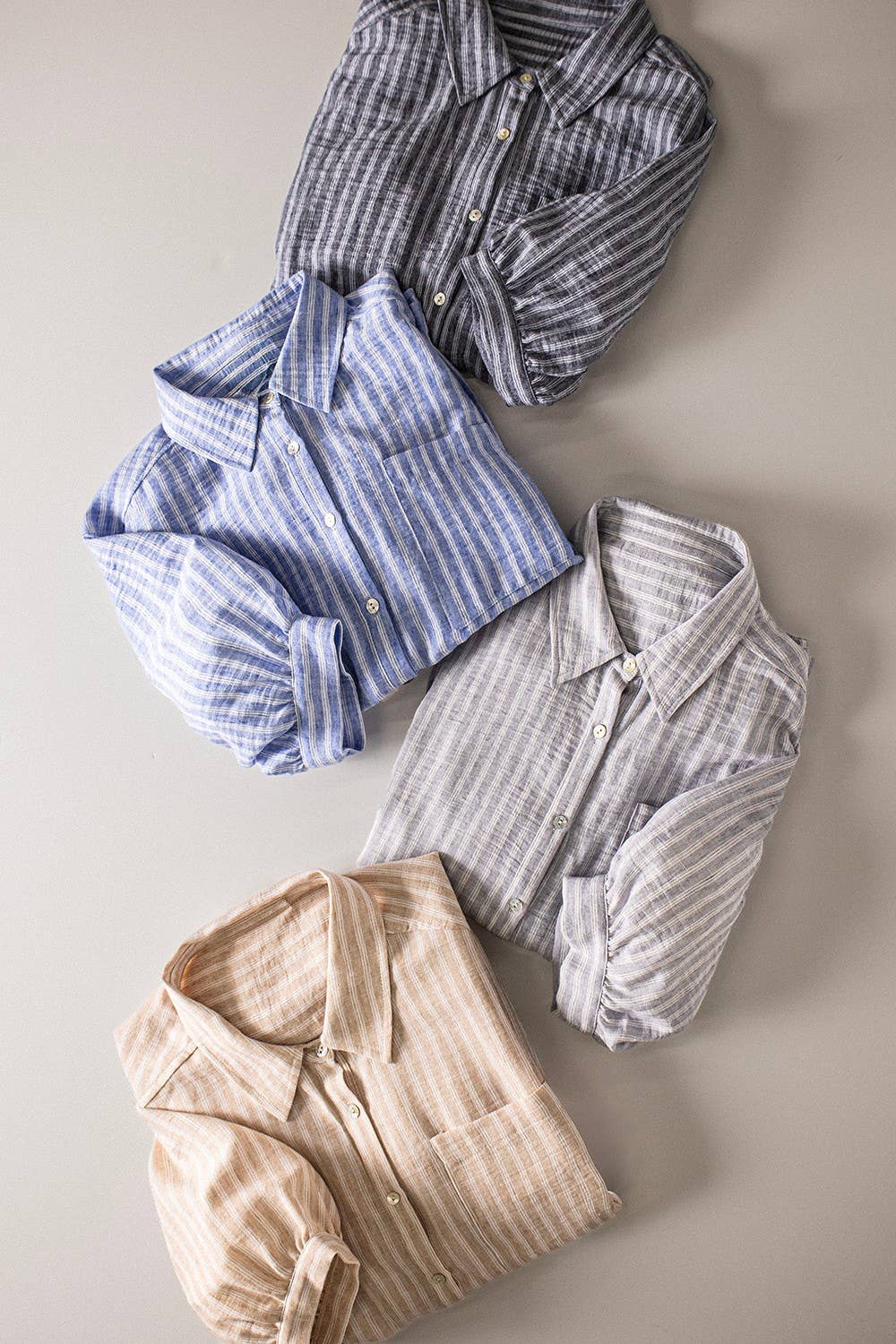 Stripe Half Puff Sleeve Shirt Top