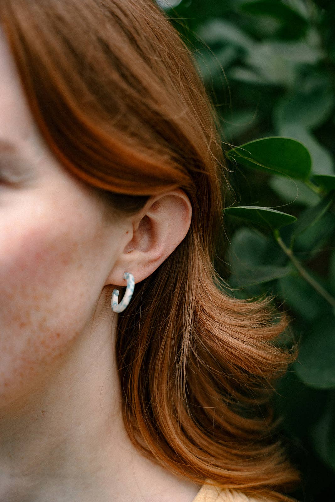 Micro Cam Mini Hoops - Pastel Blue Dot // Easter Jewelry
