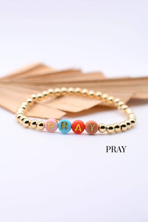 Gold Faith Bracelets – Jesus Loves U, Pray, Saved, Worthy
