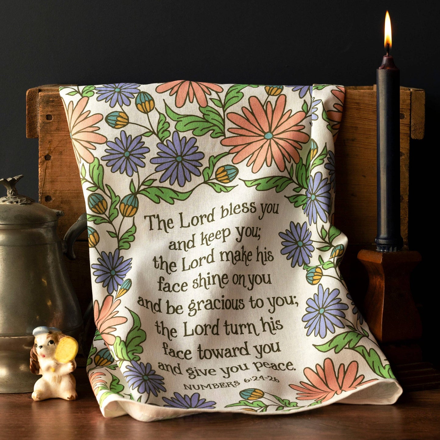 The Blessing Scripture Tea Towel - Full Color NIV - Wild Flower