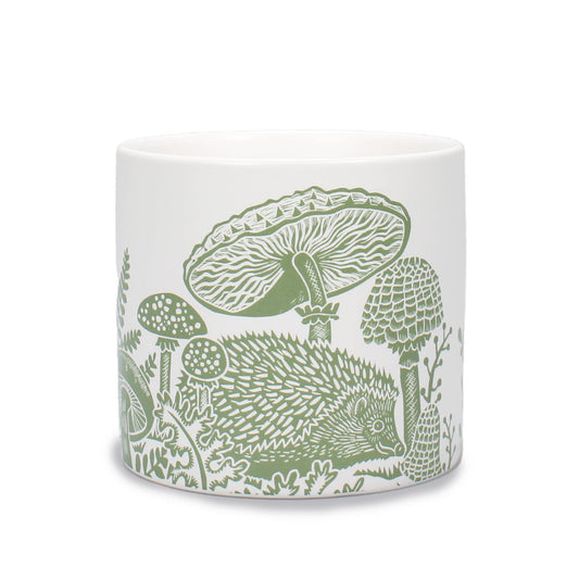 Ceramic Plant Pot Woodland Mushrooms Hedgehog