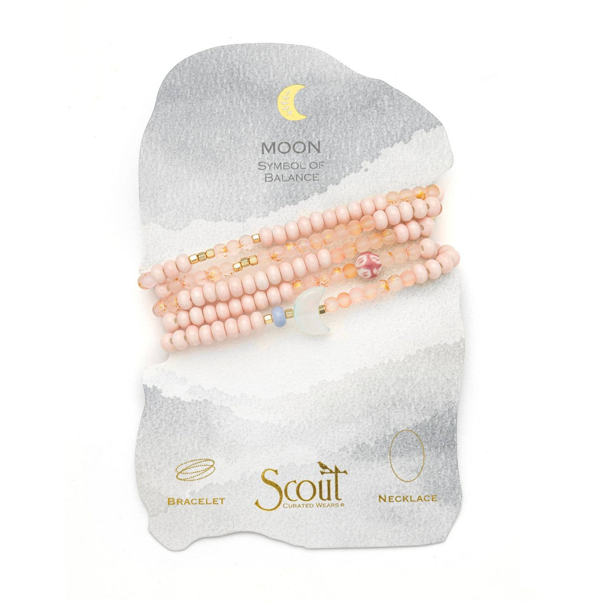 Ceramic Bead Wrap Bracelet/Necklace- Balance/Moon