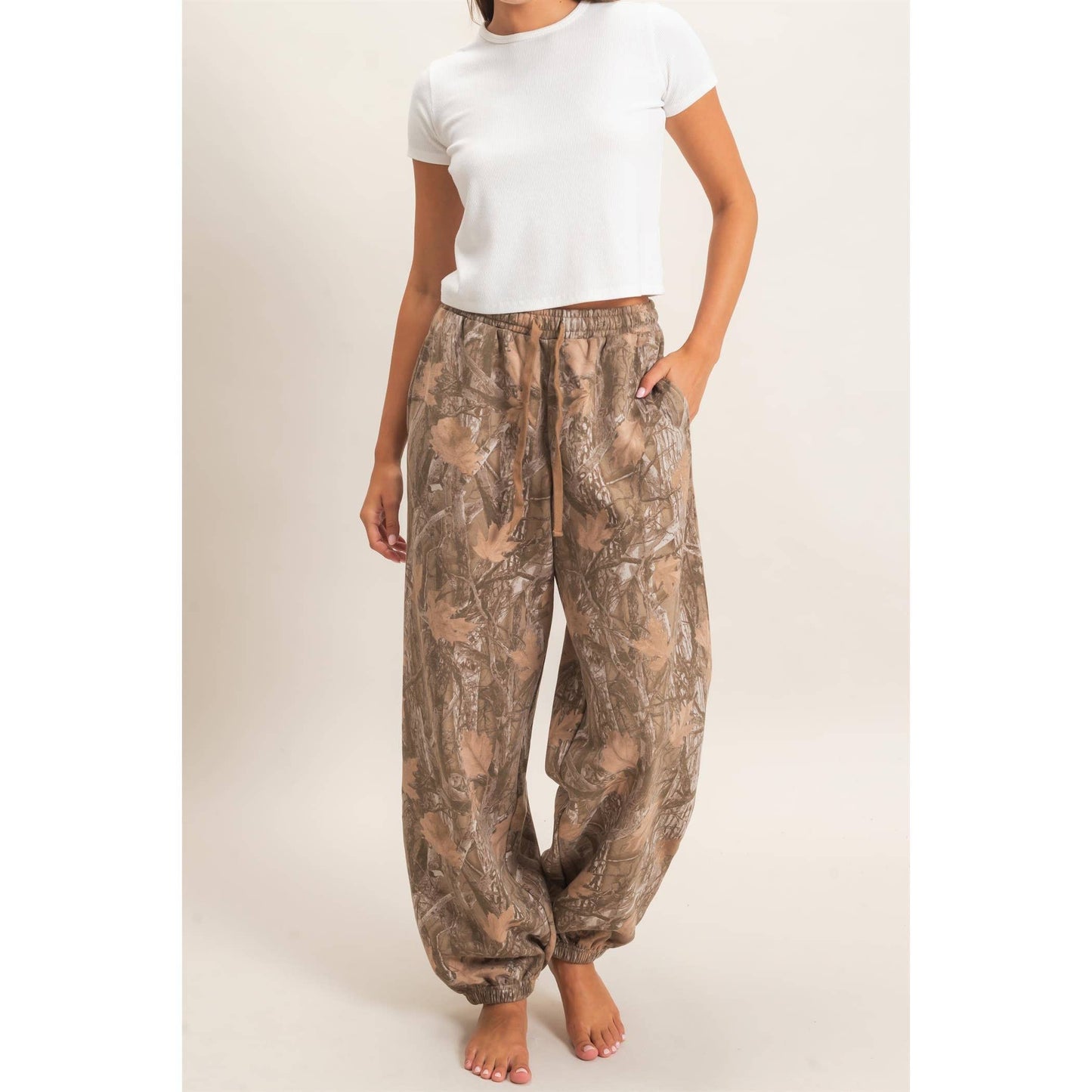 Tree Camouflage Print Jogger Pants