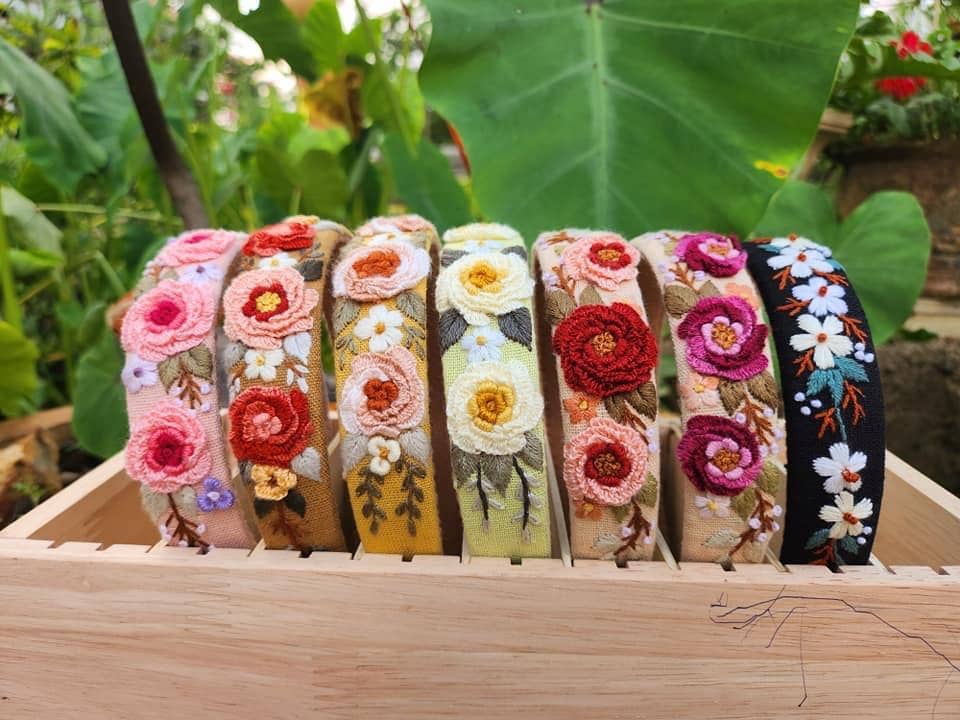3D Floral Embroidered Headband, Brianna Collection