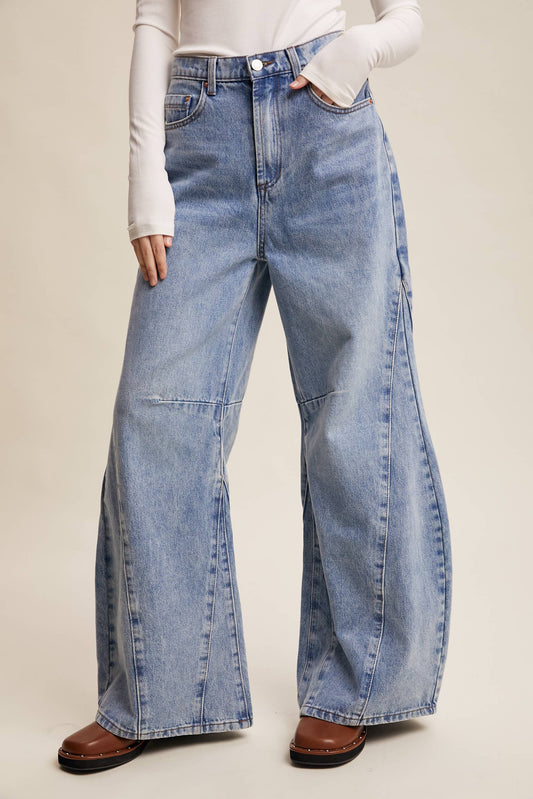 Wide-Leg Panel Detail Jeans
