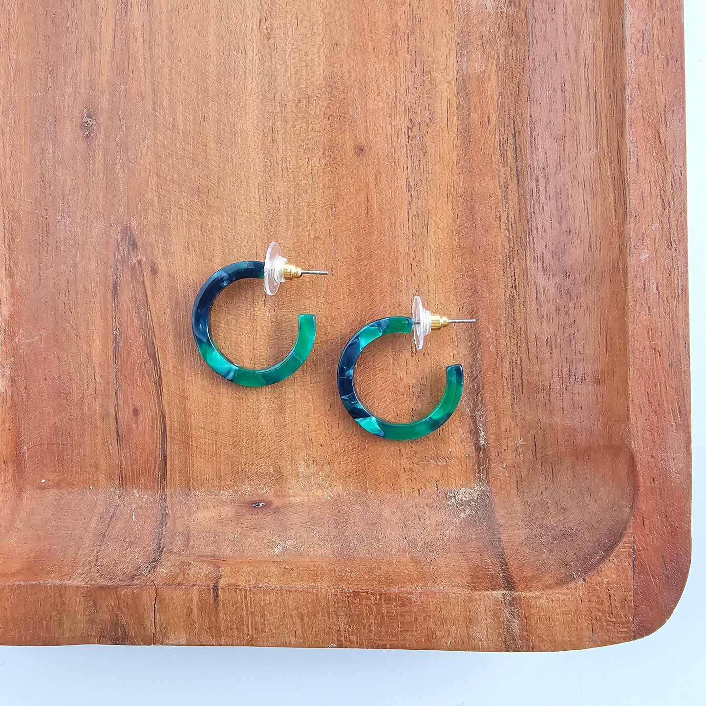 Cam Mini Hoops - Dark Green // Jewelry, Earrings, Fall