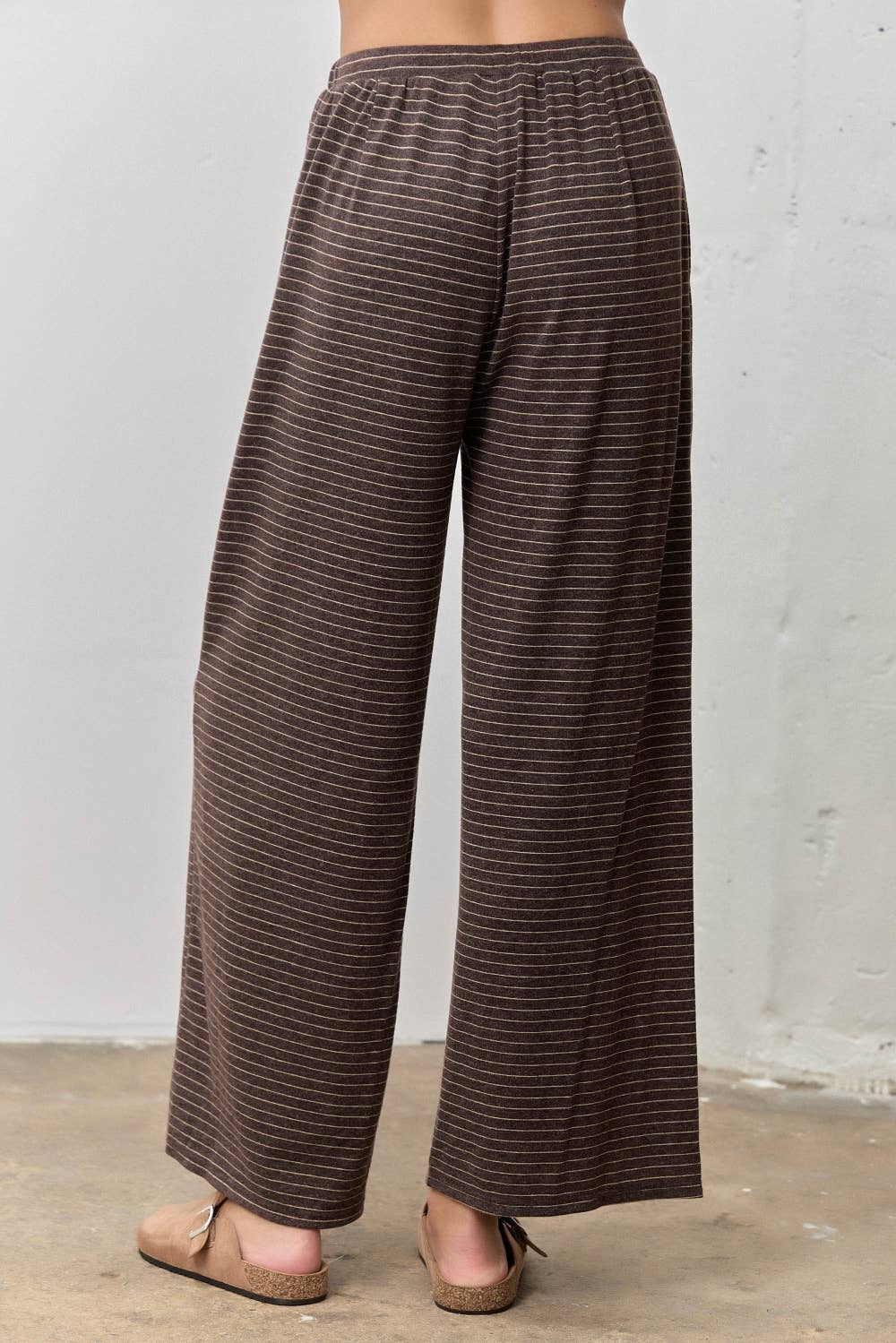 STRIPED KNIT DRAWSTRING PANTS