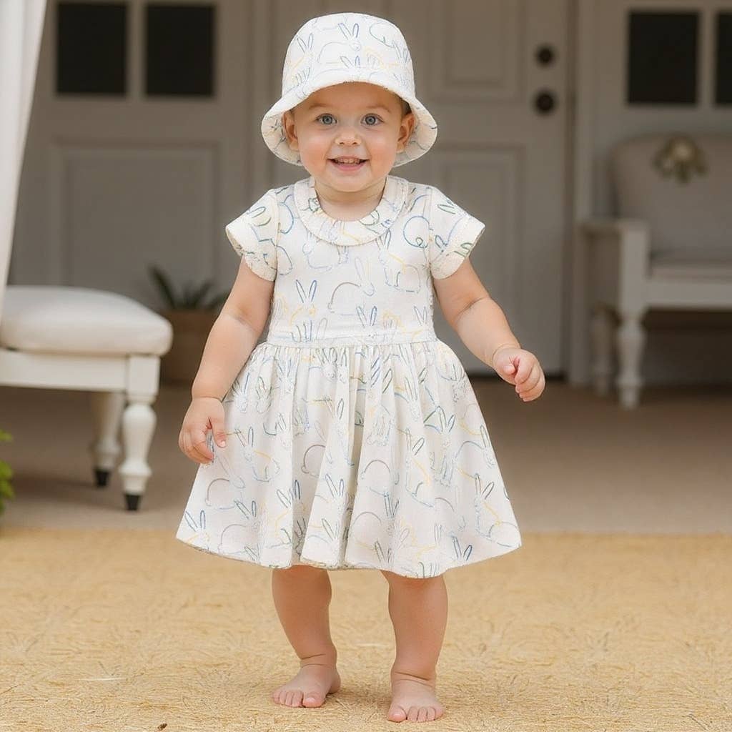 Bunnies Twirl organic Dress baby and kid