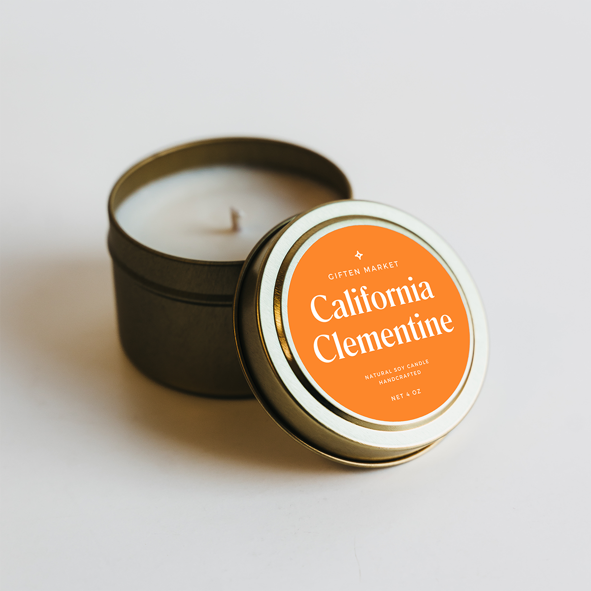 California Clementine Soy Candle - 4oz Gold Travel Tin
