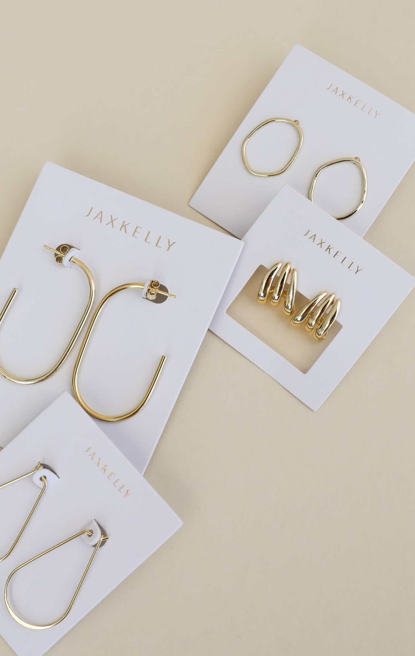 Gold Three Hoop Huggie - Earring