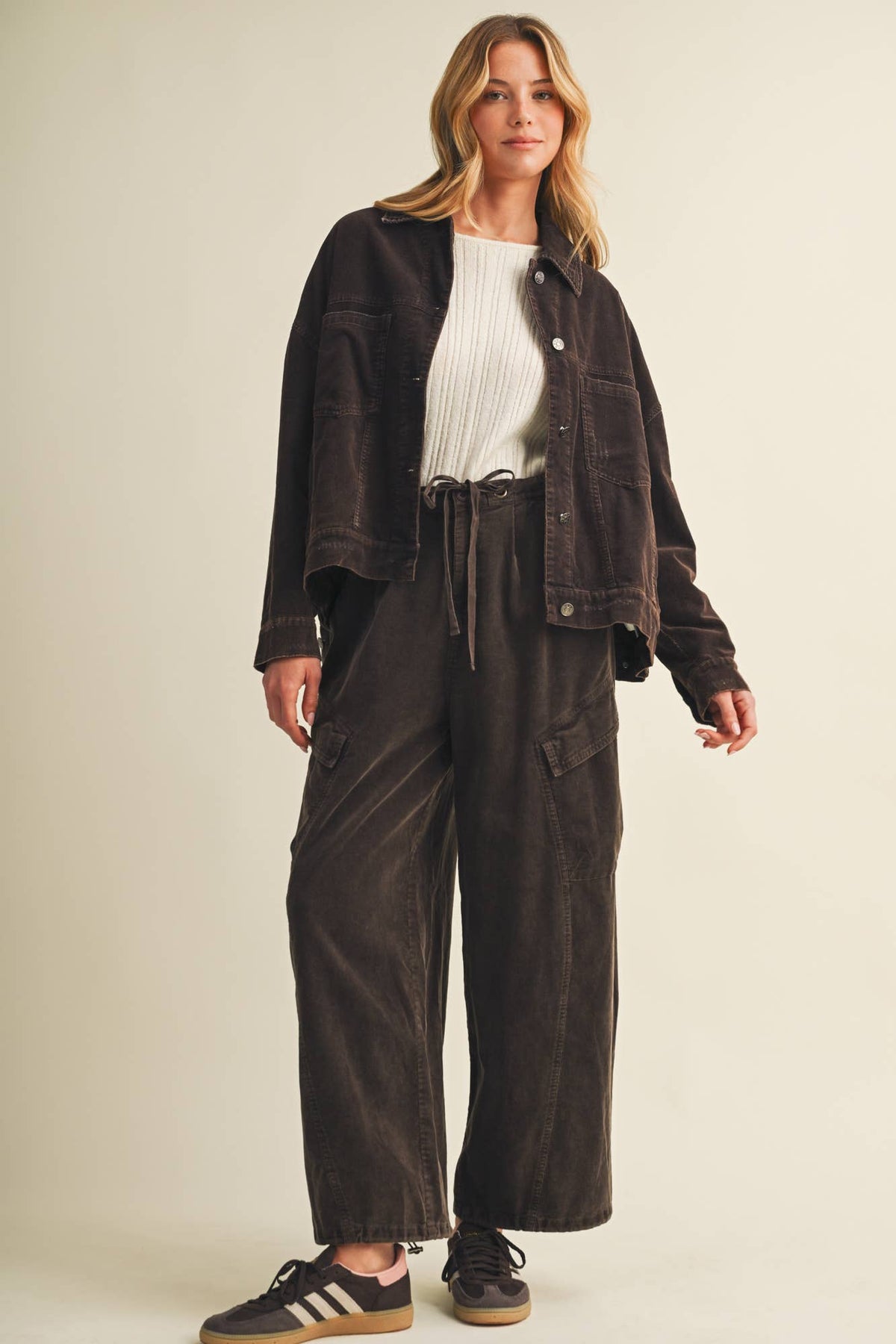 Wide-Wale Corduroy Dropped Shoulder Jacket