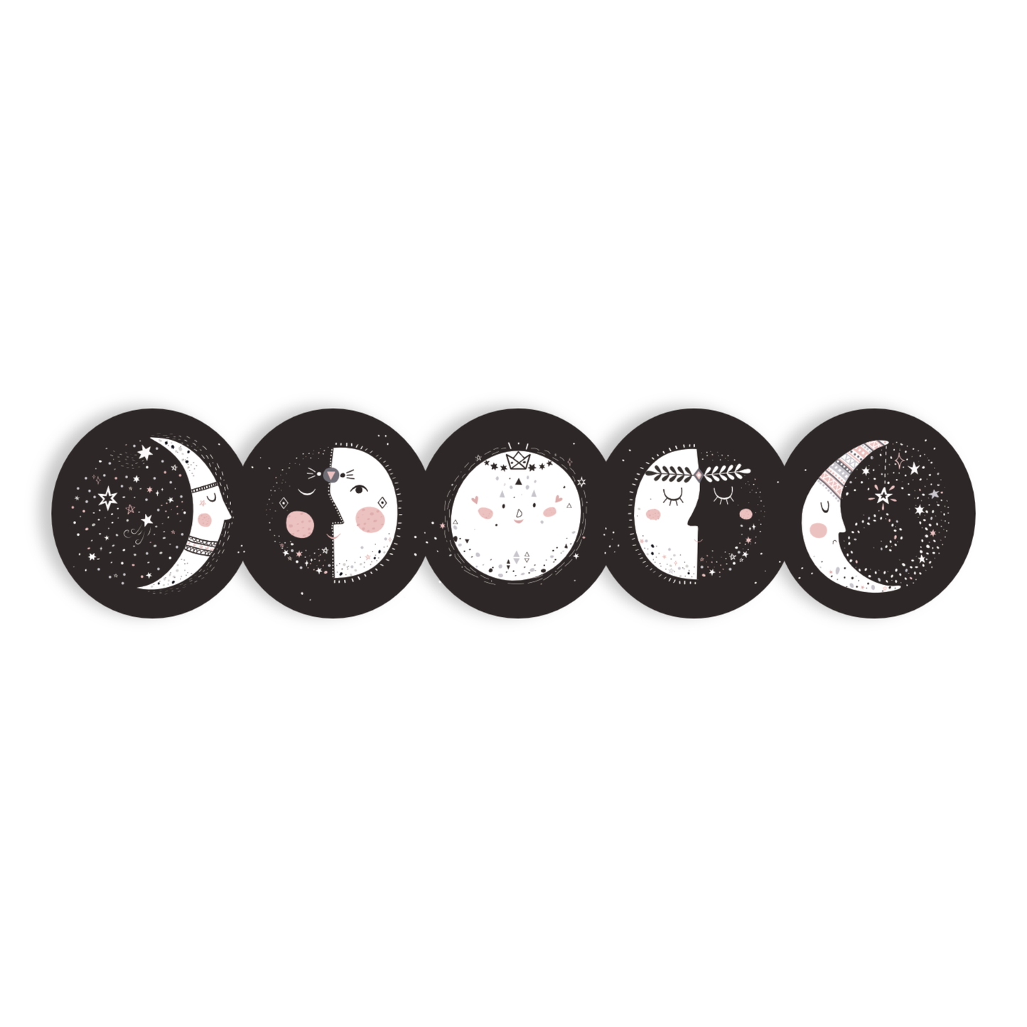 Folk Lunar Phases Moon High Quality Vinyl Sticker