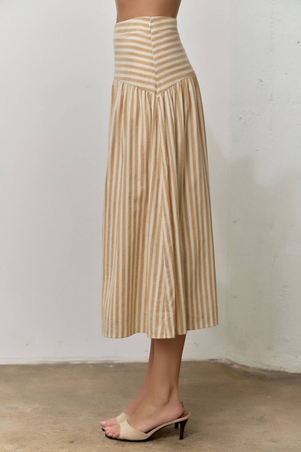 STRIPED COTTON MIDI SKIRT