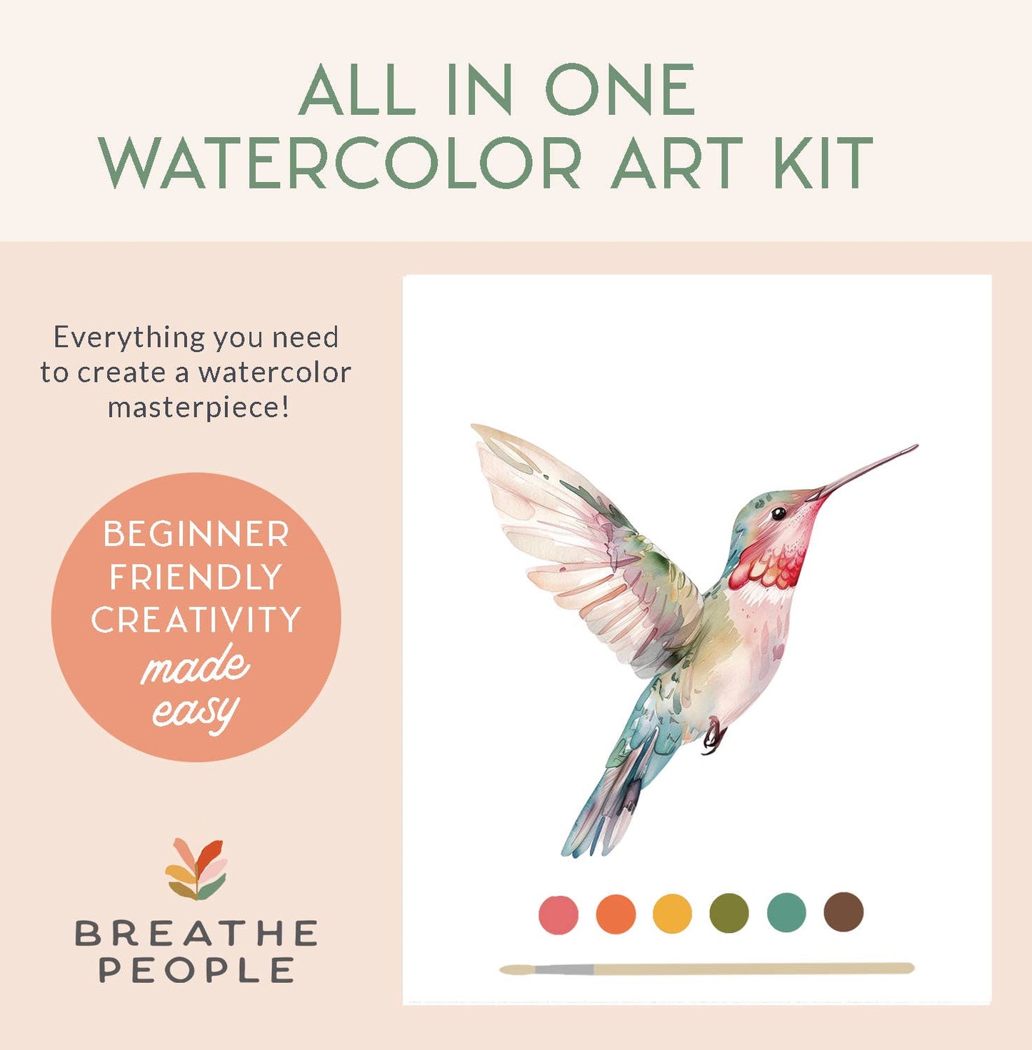 All-In-One Beginner Watercolor Paint Set - Hummingbird