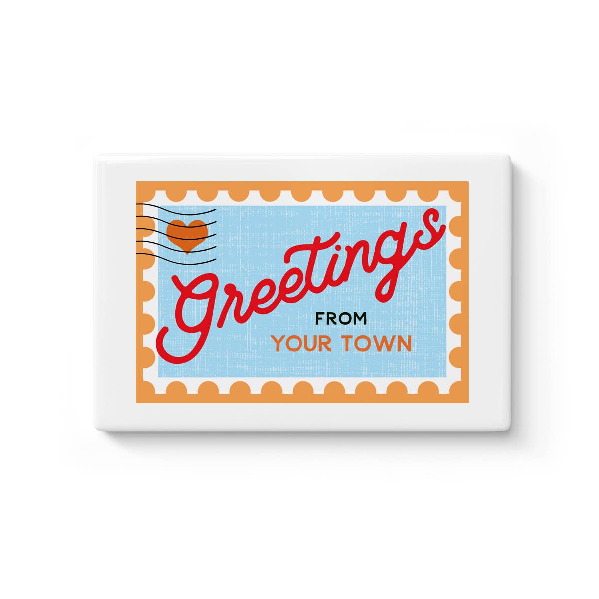 Personalized City Magnet - Postage Stamp Name Drop Design