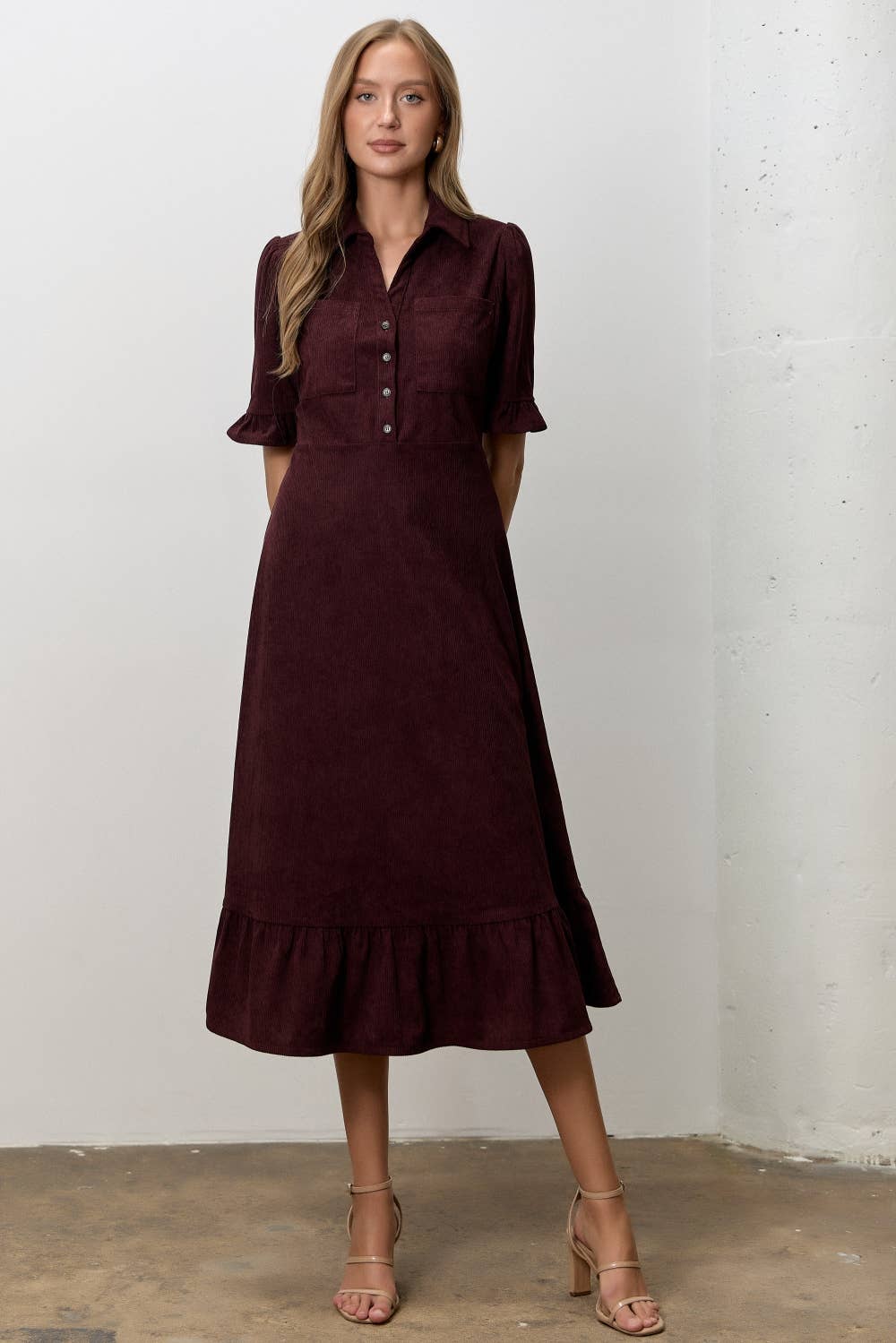 CORDUROY MIDI DRESS