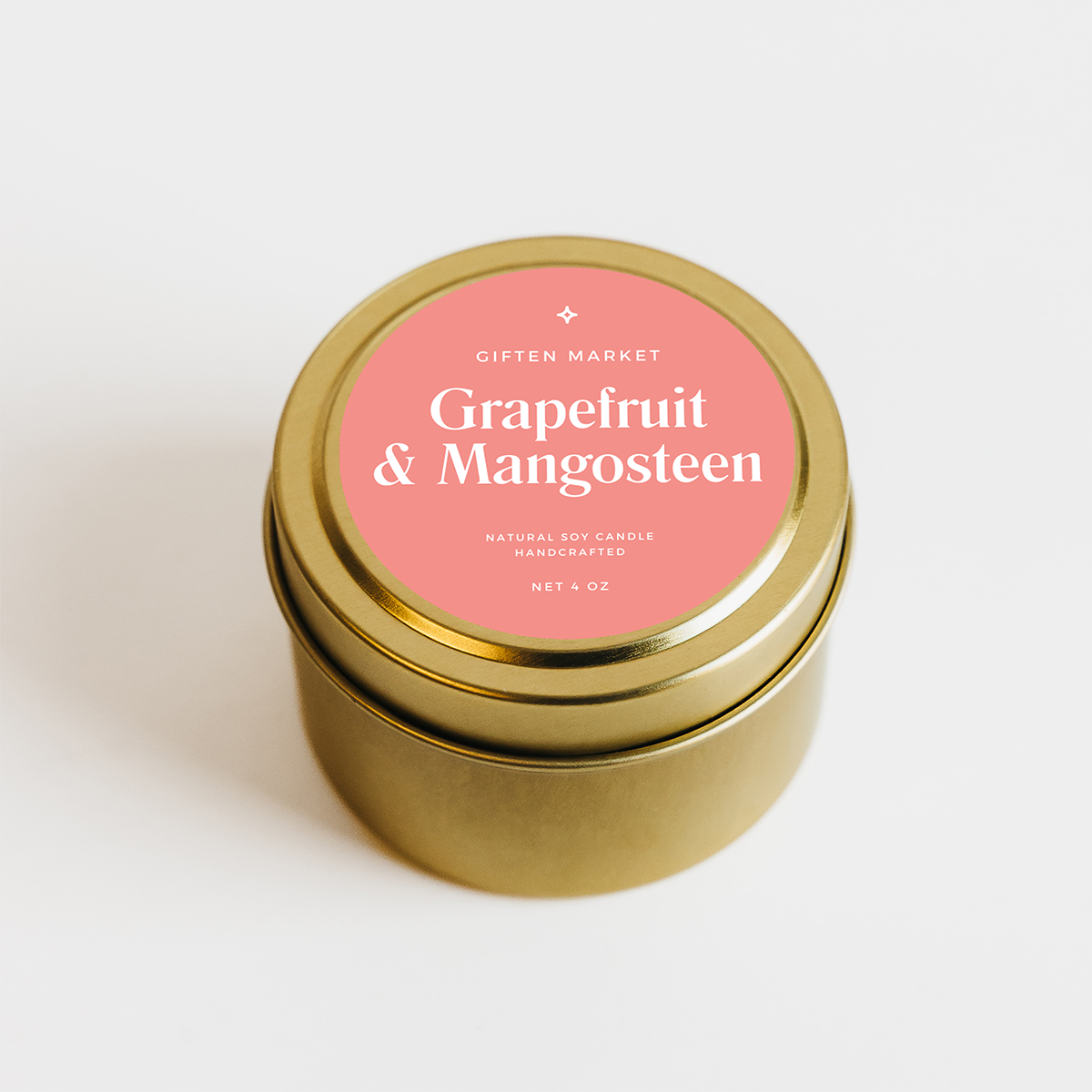 Grapefruit & Mangosteen Soy Candle - 4oz Gold Travel Tin