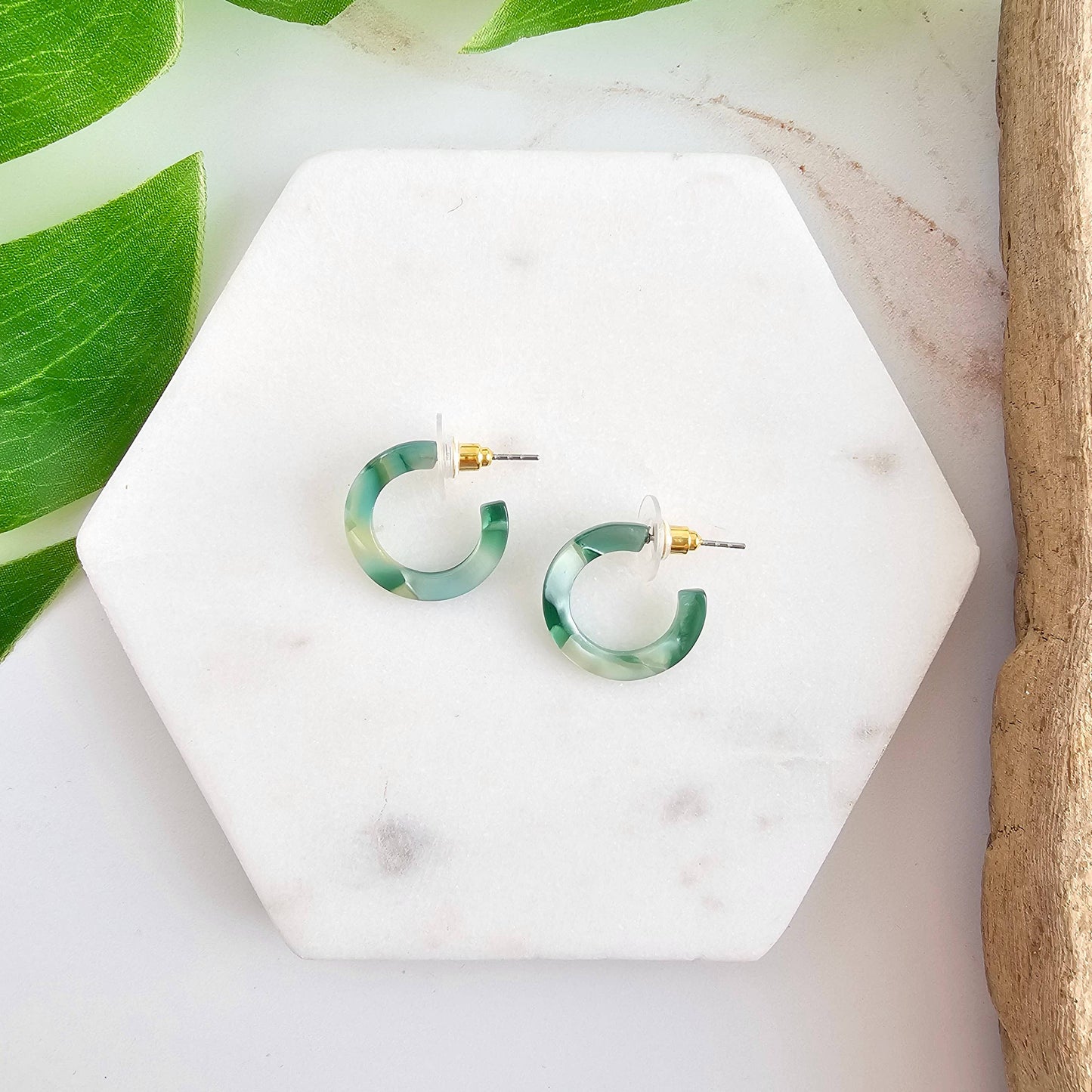 Micro Cam Mini Hoops - Palm Lustre // Resort Summer Earrings