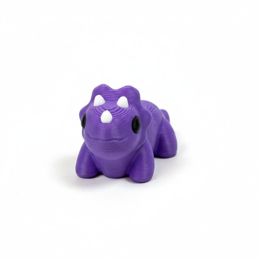 Triceratops Dinosaur (Purple) • Mini 3D Printed Articulated Animal • Flexi Animals • Pocket Pets • Pocket Pals • Desk Pets [#44]