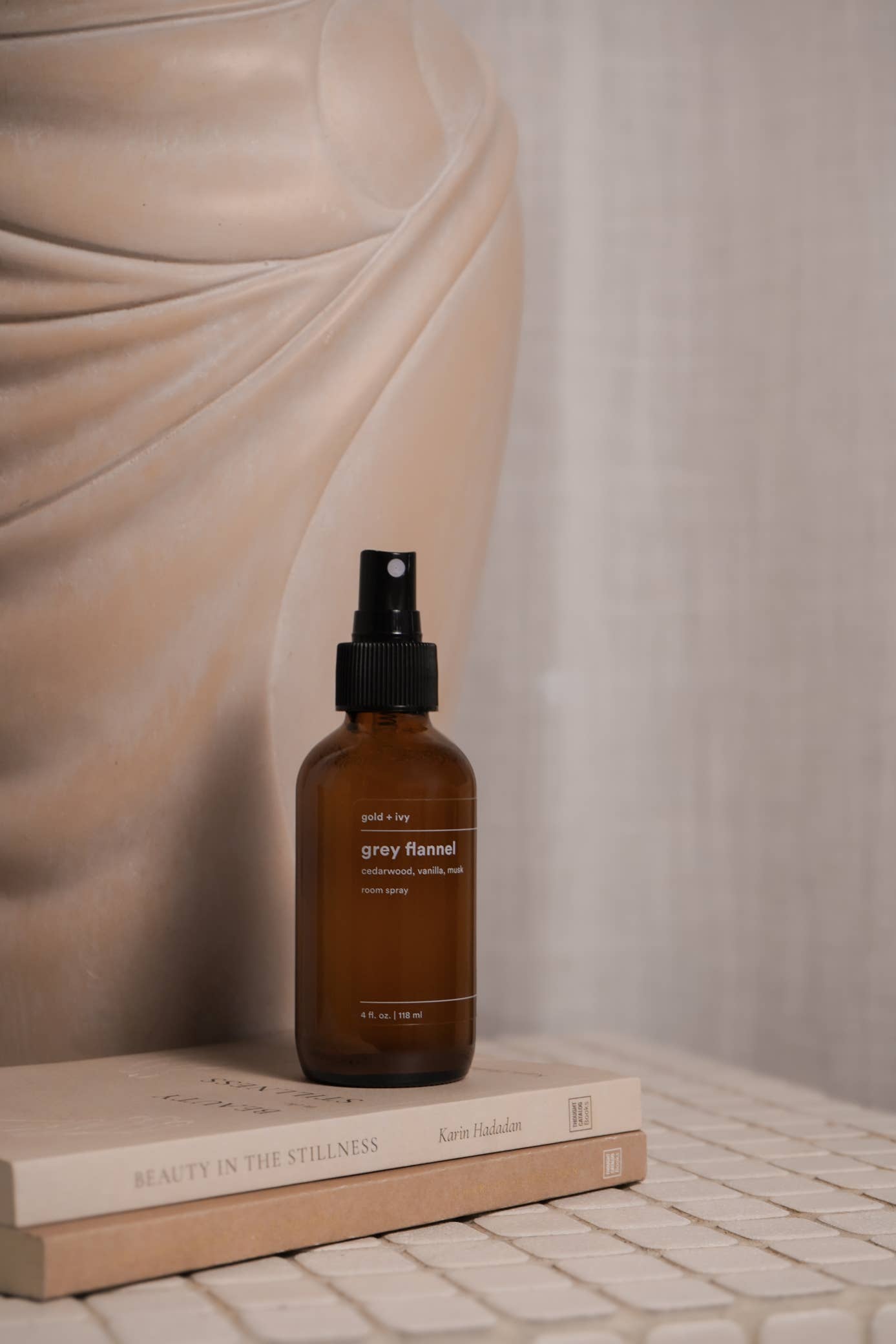 Grey flannel room + line spray - cedarwood, vanilla, musk