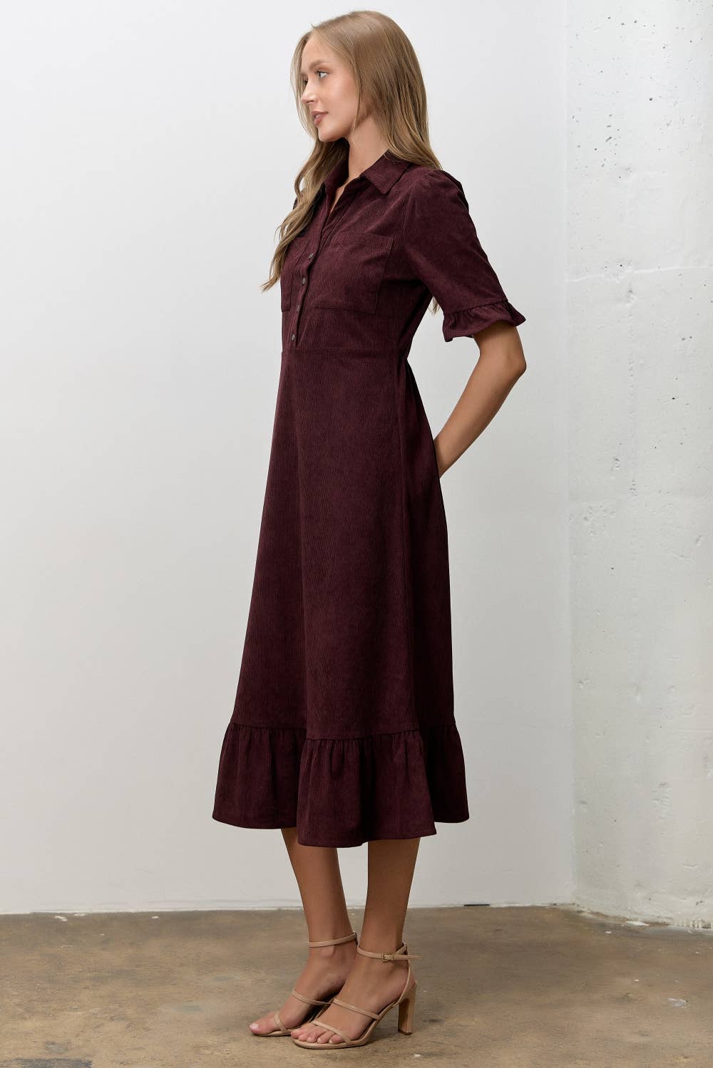 CORDUROY MIDI DRESS