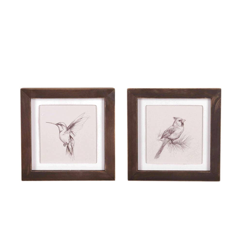 7x7 wood frame art sign (BIRDS) Home Decor - 11013