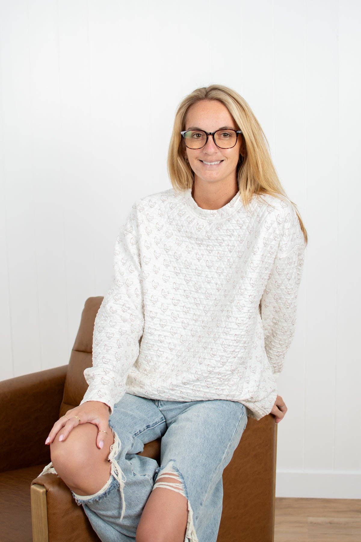 Oversized Quilted Chicken Sweater
