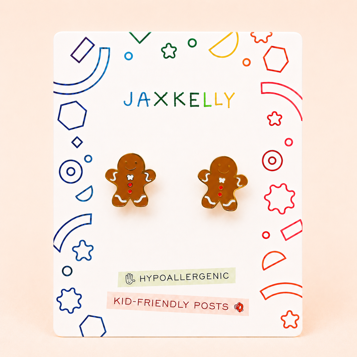 Gingerbread Man Enamel Flat Back Kids Earrings