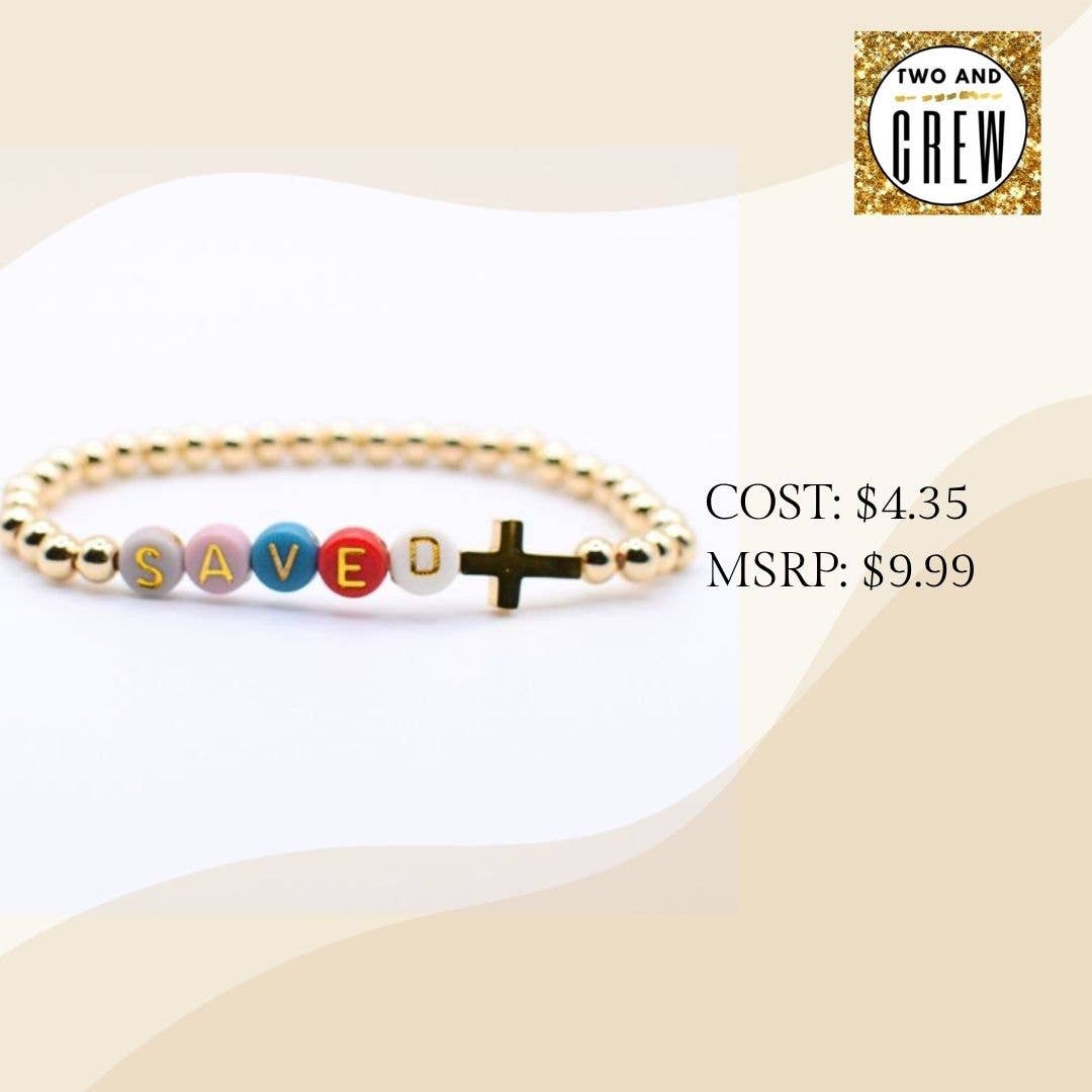 Gold Faith Bracelets – Jesus Loves U, Pray, Saved, Worthy