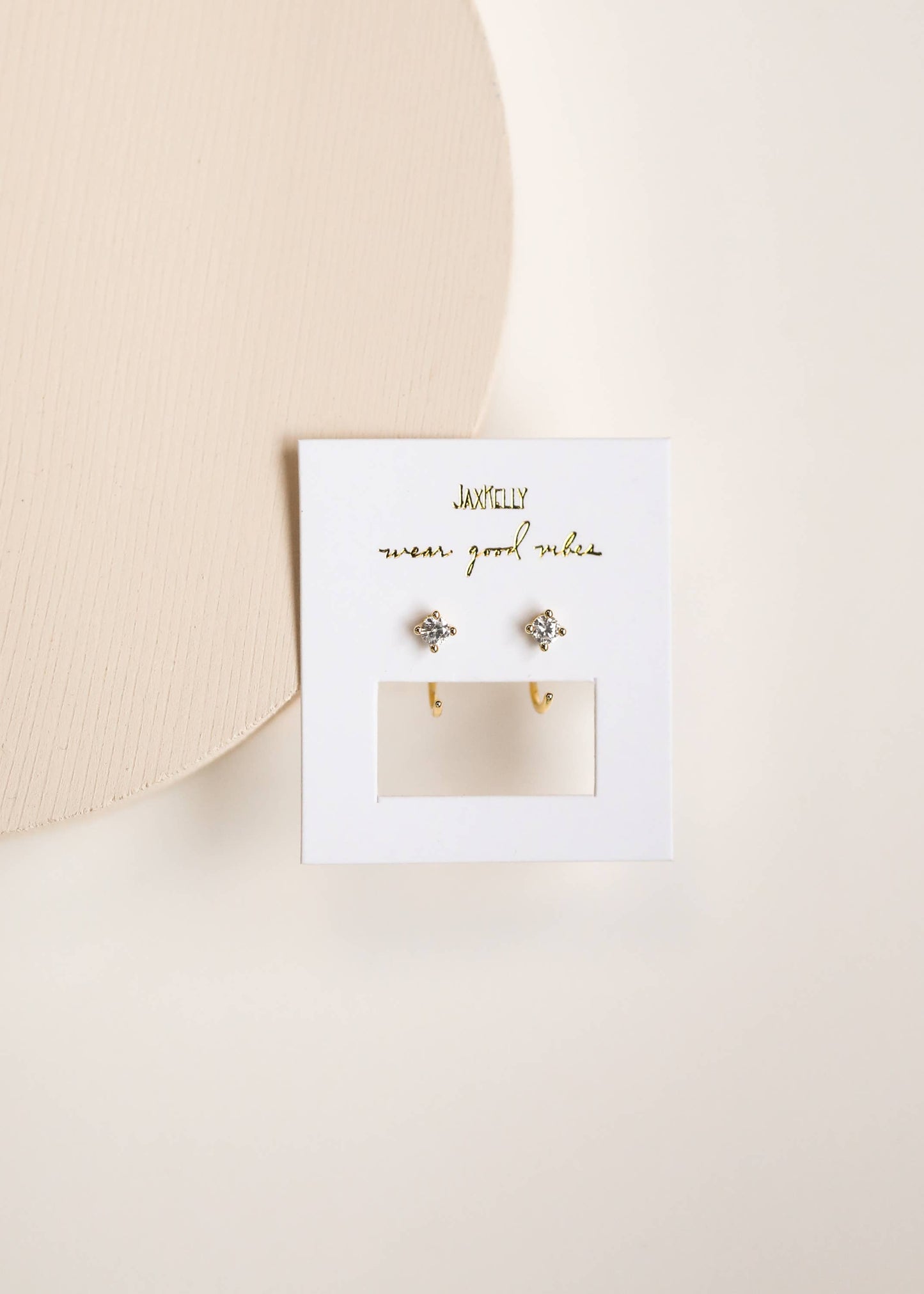 CZ Huggies - White - Gold Earrings