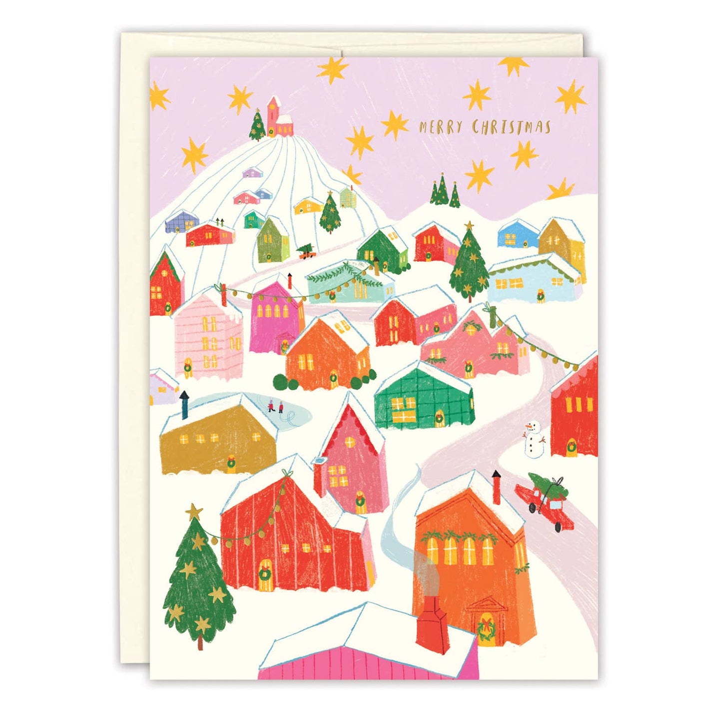 Merry Christmas Village Holiday Card