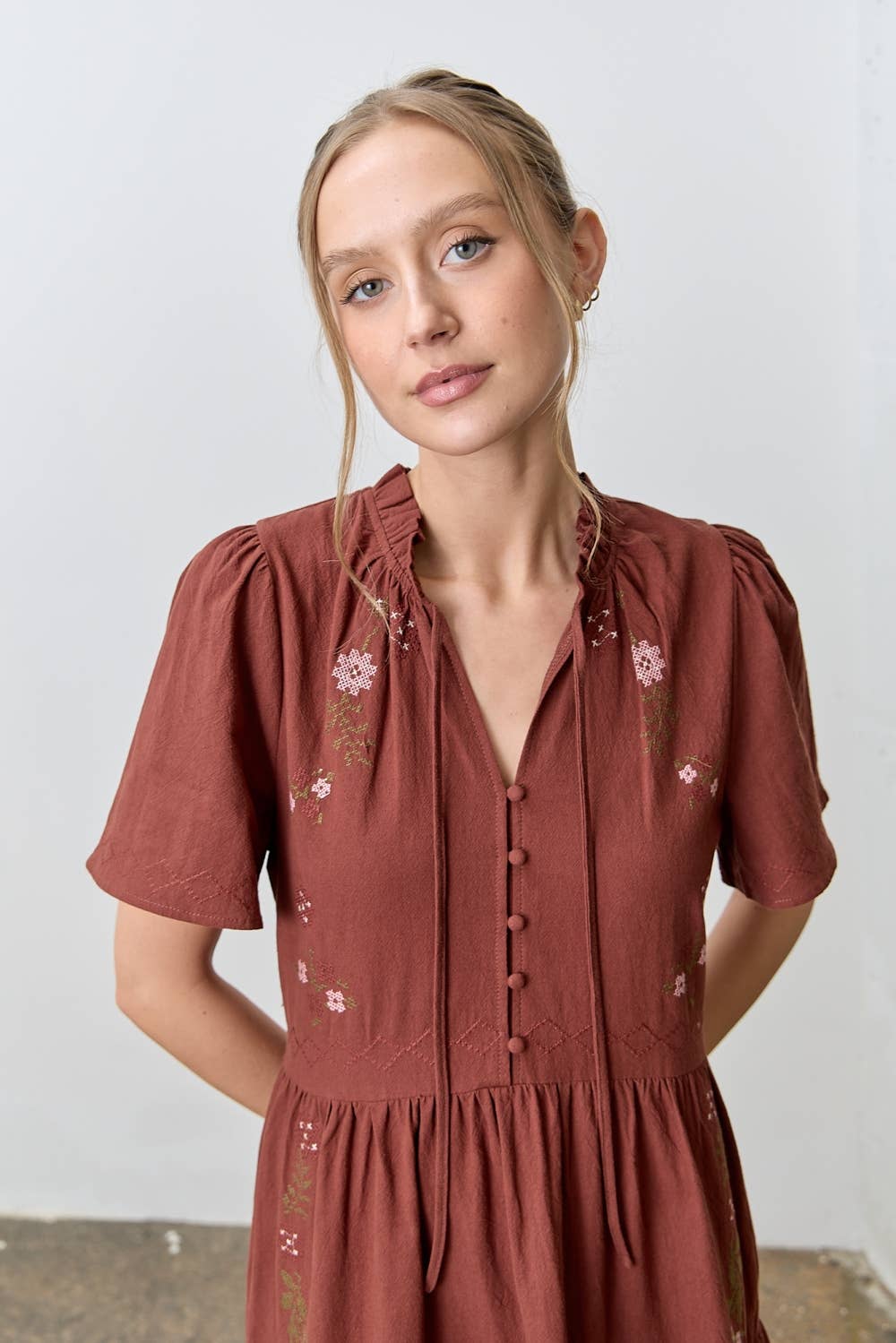 CROSS STITCH MAXI DRESS