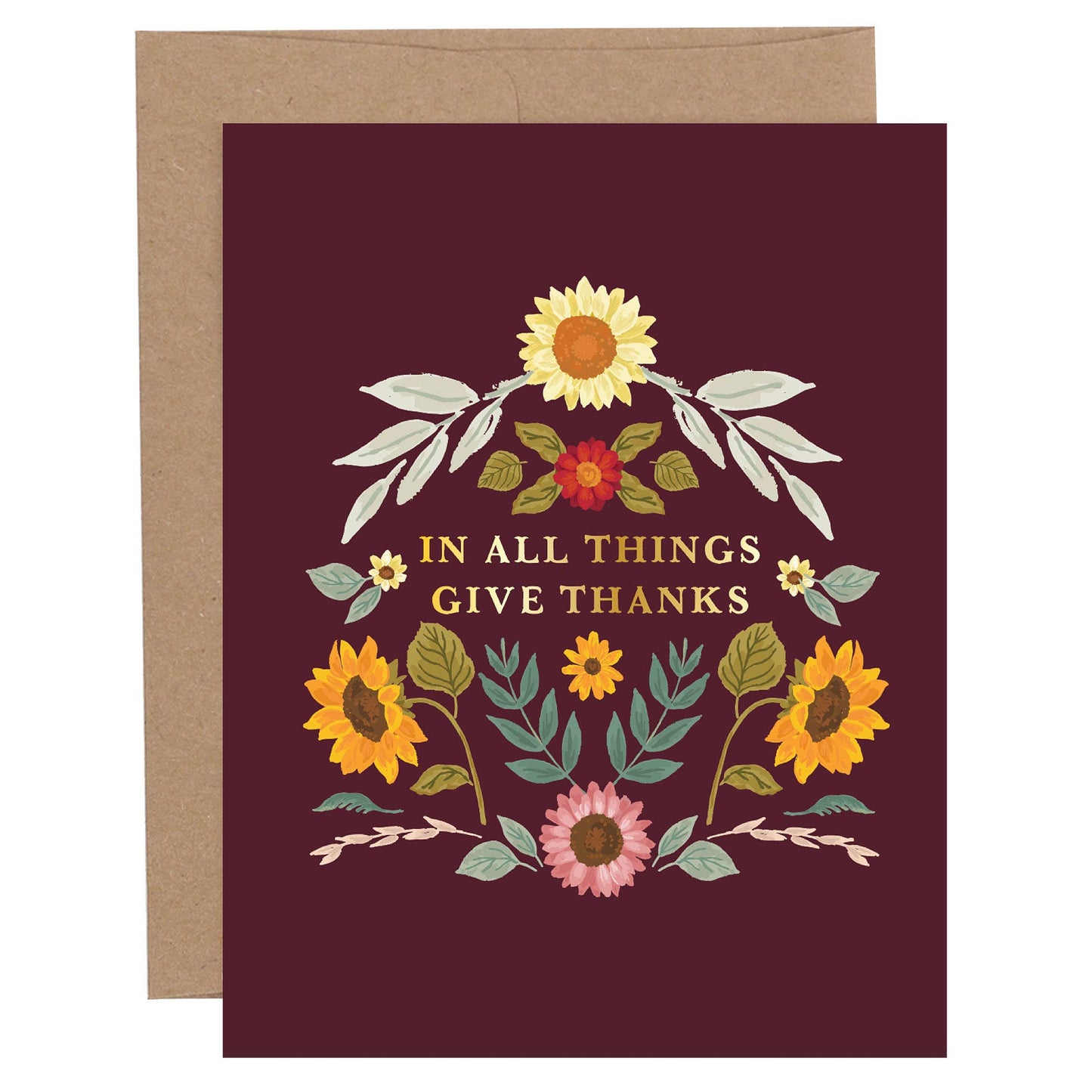 In All Things Give Thanks Fall Floral Greeting Card