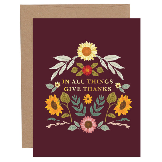 In All Things Give Thanks Fall Floral Greeting Card