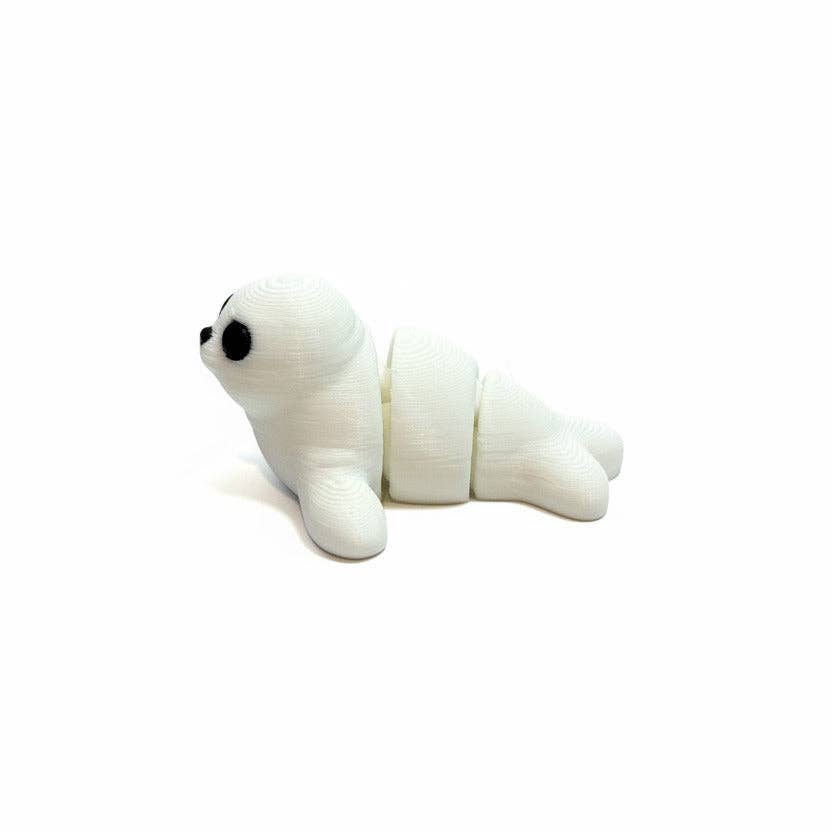 Seal (White) • Mini 3D Printed Articulated Animal • Flexi Animals • Pocket Pets • Pocket Pals • Desk Pets [#51]*