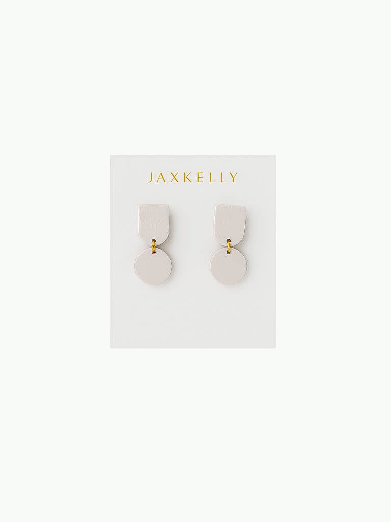 Circle Dome Clay Earrings - Oat Milk