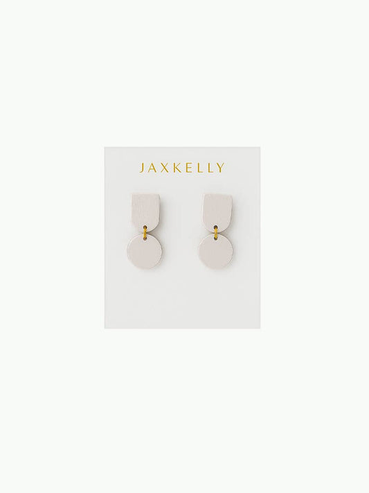 Circle Dome Clay Earrings - Oat Milk