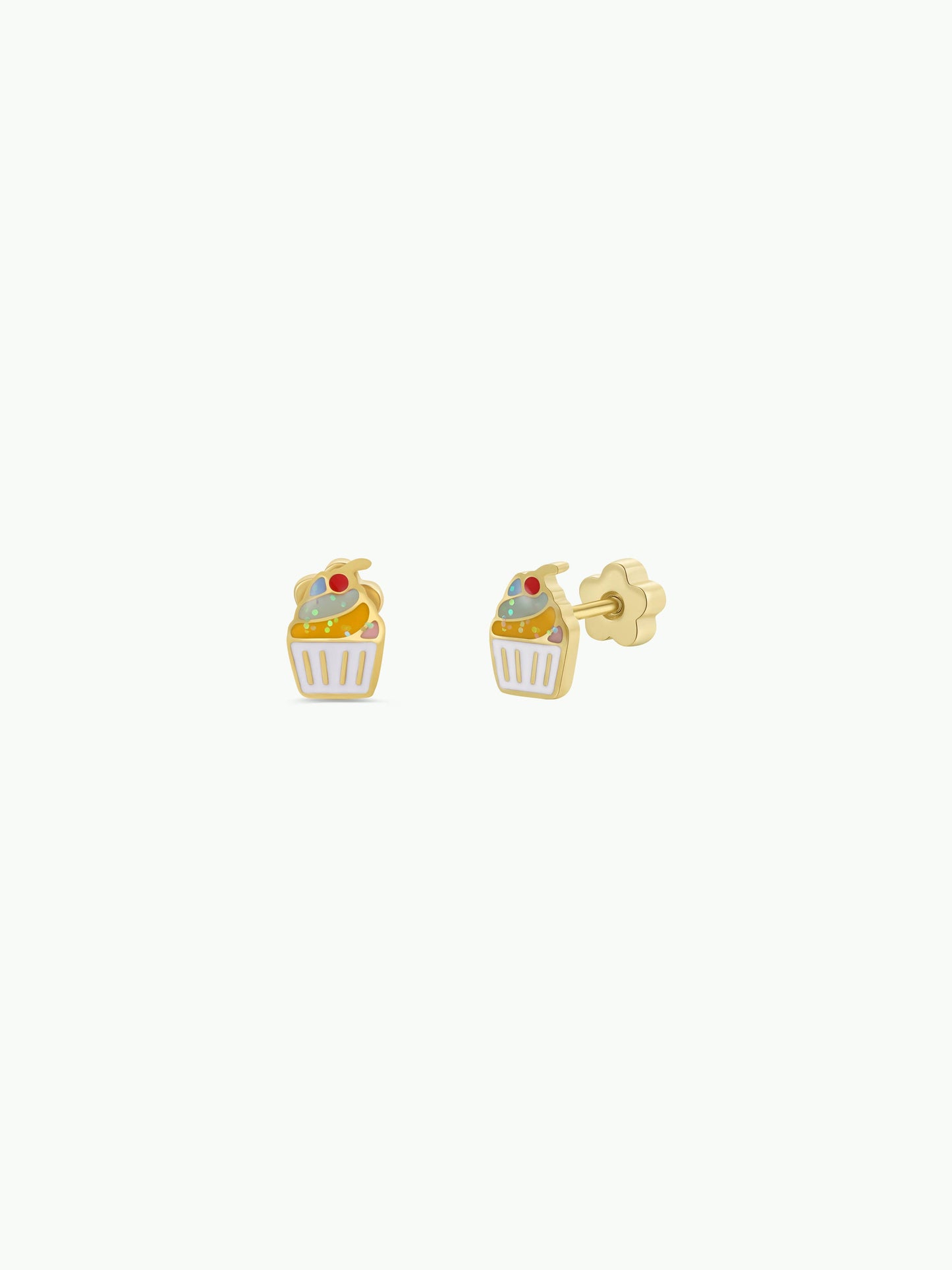Cupcake Enamel Flat Back Kids Earrings