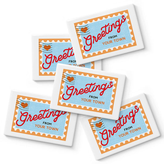 Personalized City Magnet - Postage Stamp Name Drop Design