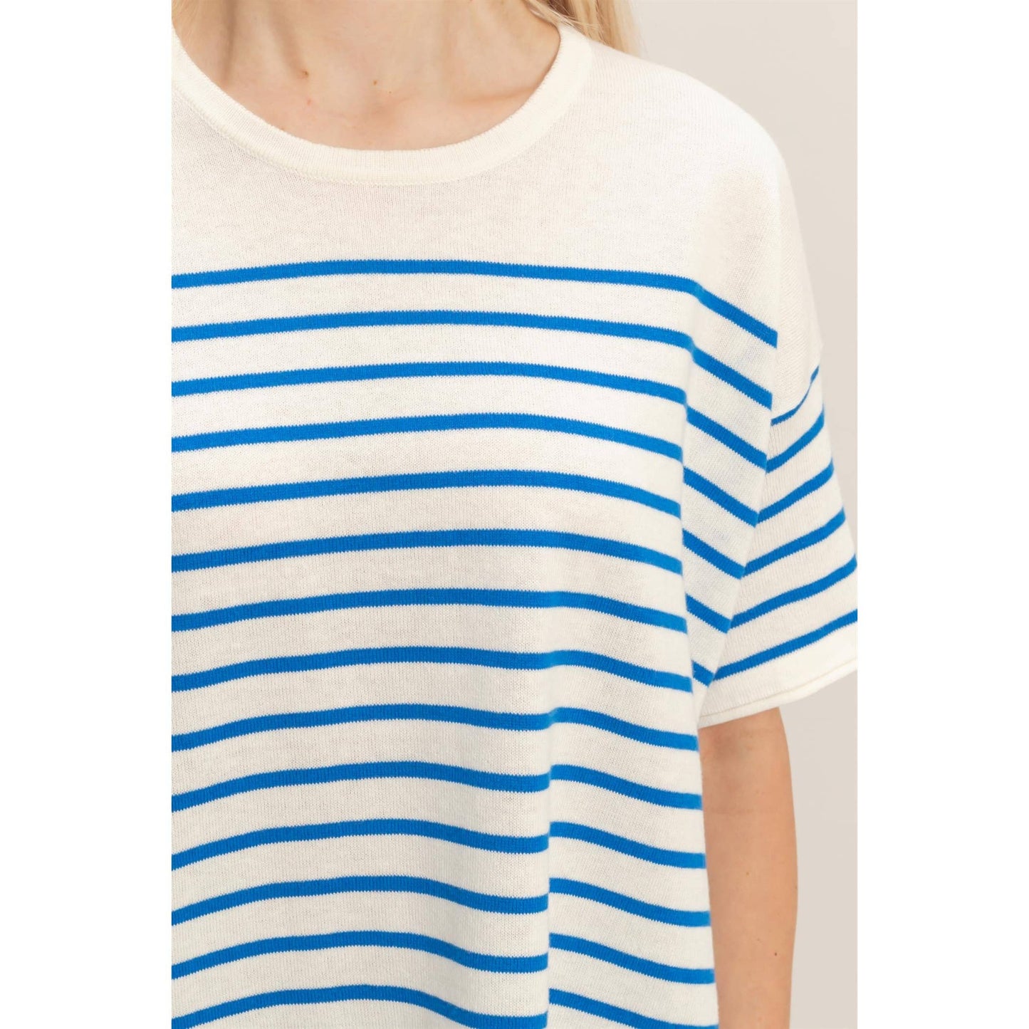 Striped Short Sleeve Knit Top