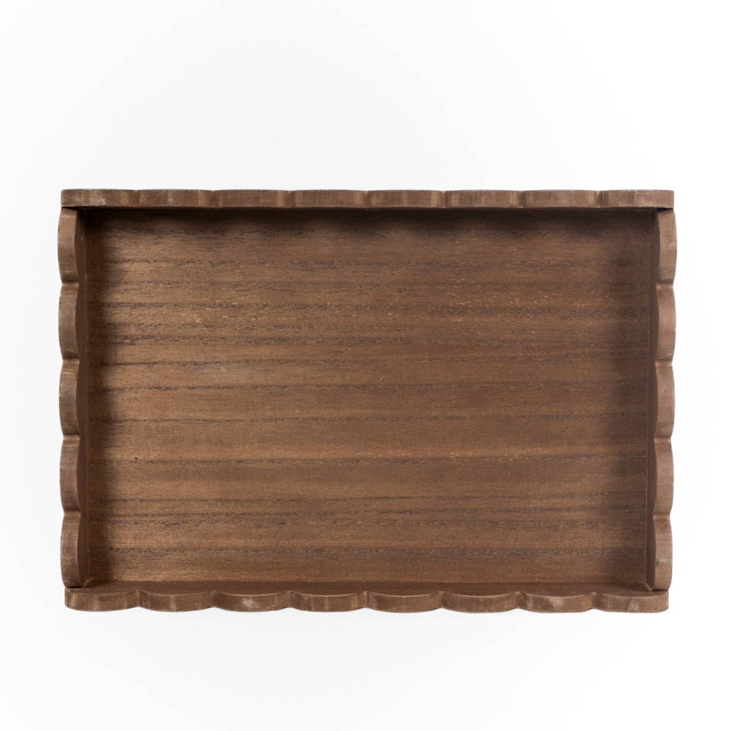17008 - 13x9x2 wood scallop tray home decor, espresso