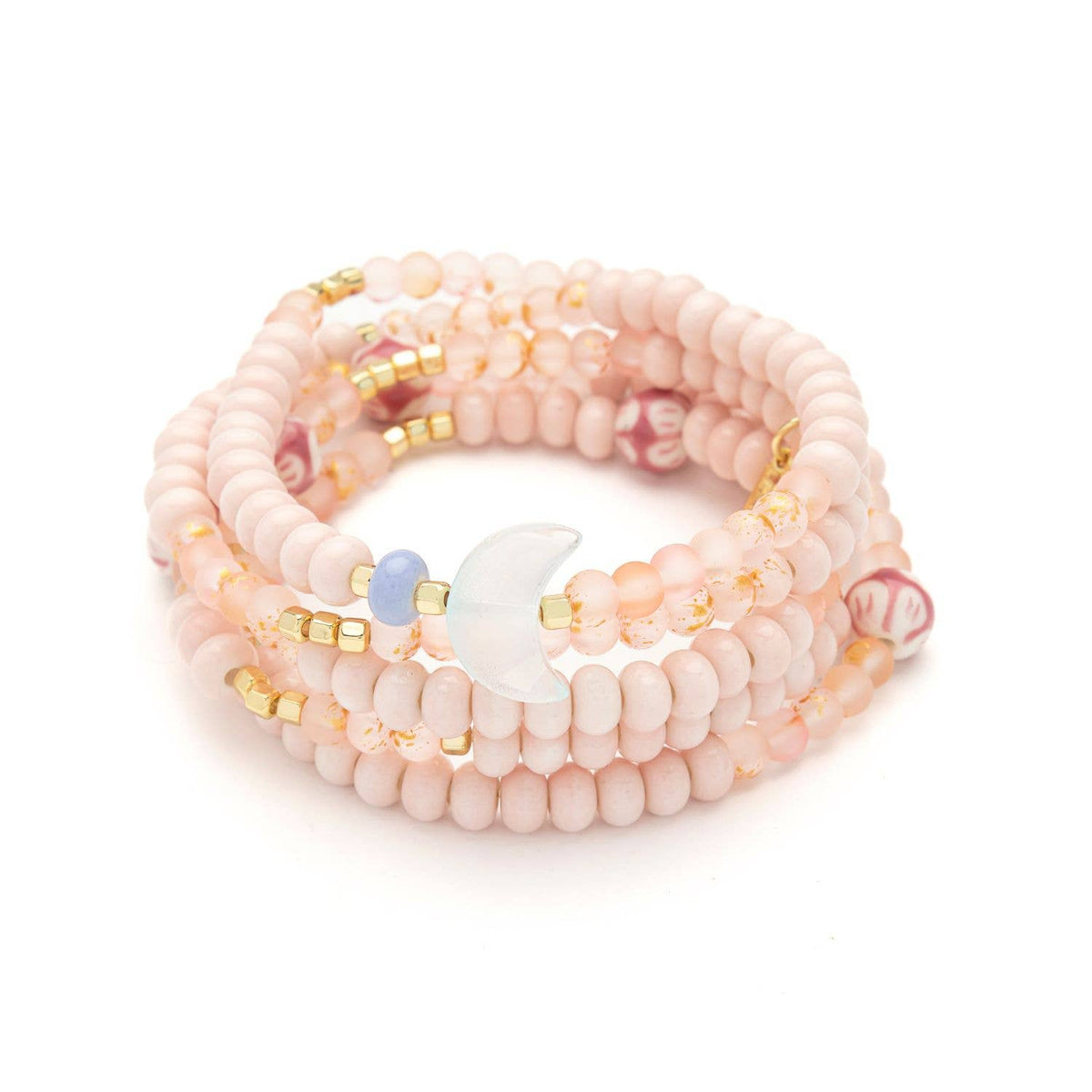 Ceramic Bead Wrap Bracelet/Necklace- Balance/Moon