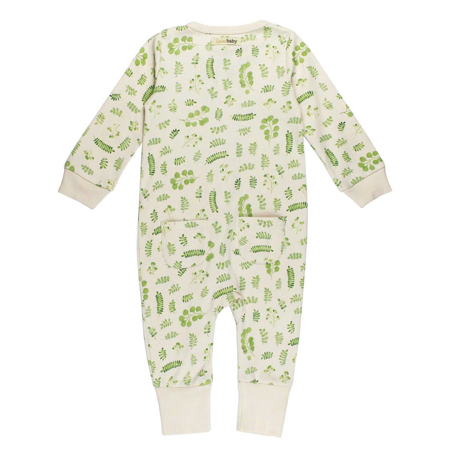 Organic Footless 2-Way Zipper Romper in Stone Botanica